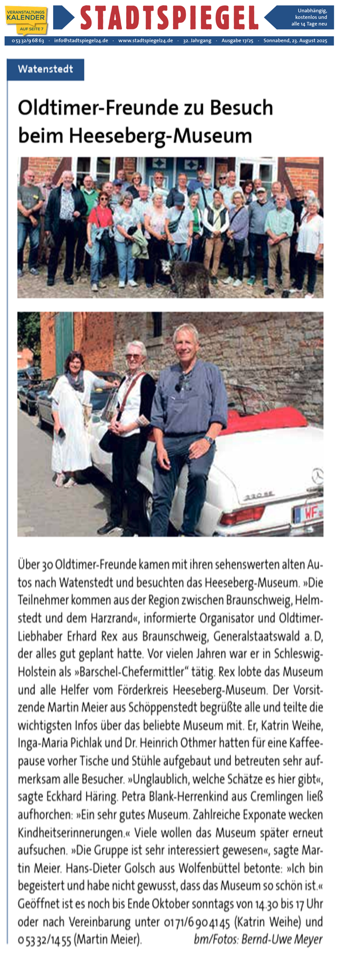 20250823 Stadtspiegel24de Oldtimer zu Besuch beim Heesebergmuseum